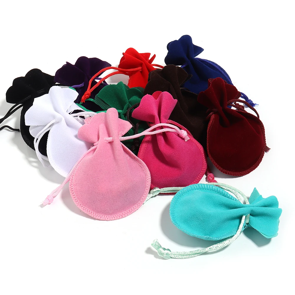 10pcs/lot 7x9/9x12cm Round Drawstring Velvet Gifts Bag Soft Jewelry Packaging Wedding Christmas Candy Jewelry Pouches Wholesale