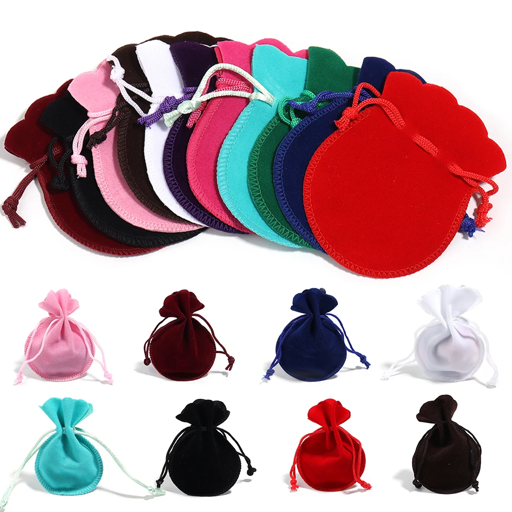 10pcs/lot 7x9/9x12cm Round Drawstring Velvet Gifts Bag Soft Jewelry Packaging Wedding Christmas Candy Jewelry Pouches Wholesale