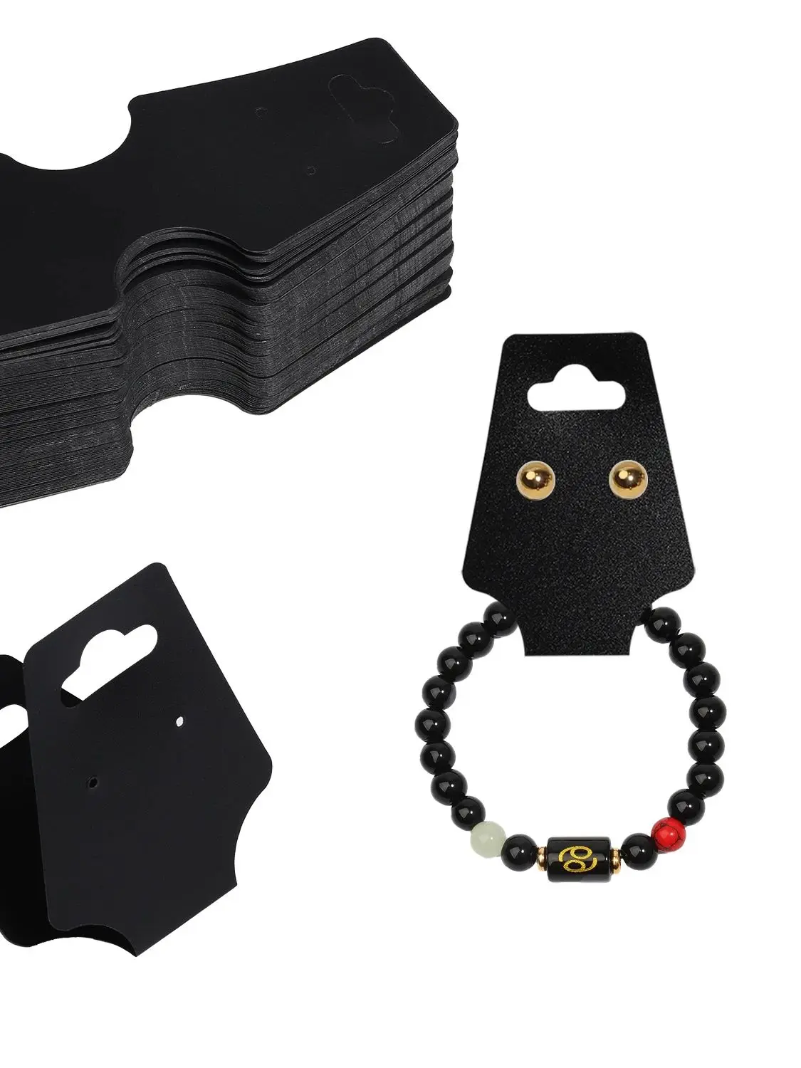 50Pcs Black White Necklace Bracelets Jewellery Packing Card Display Holder Cardboard Hanging Tag For Jewelry Display card