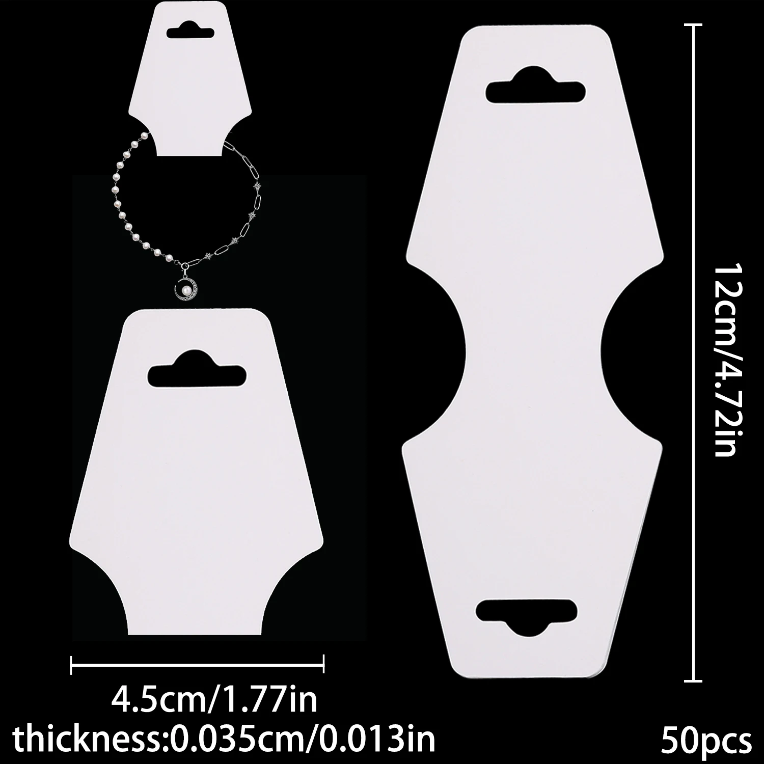 50Pcs Black White Necklace Bracelets Jewellery Packing Card Display Holder Cardboard Hanging Tag For Jewelry Display card