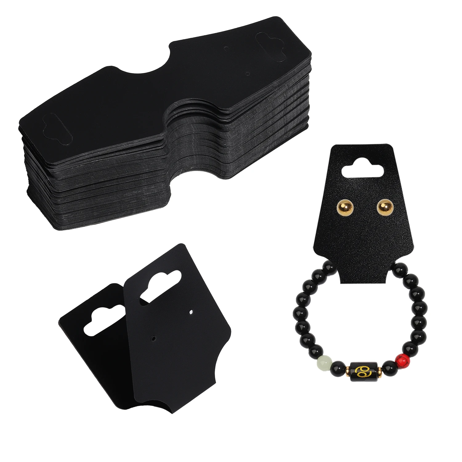 50Pcs Black White Necklace Bracelets Jewellery Packing Card Display Holder Cardboard Hanging Tag For Jewelry Display card