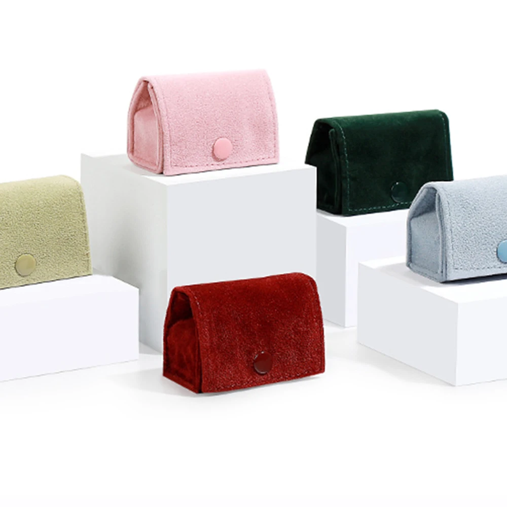New Velvet Jewelry Box for Travel Portable Ring Earrings Stud Storage Bag Fashion Cute Mini  Jewelry Packaging Organizer Bag