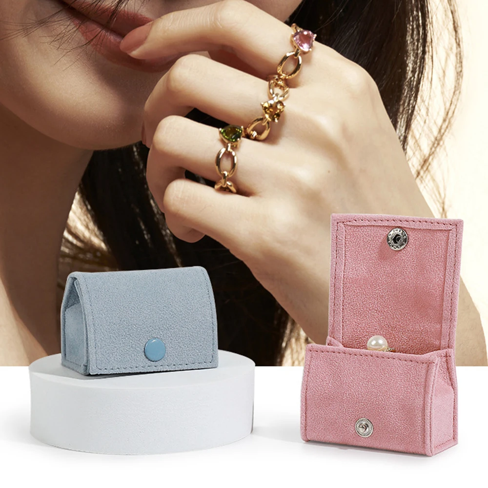 New Velvet Jewelry Box for Travel Portable Ring Earrings Stud Storage Bag Fashion Cute Mini  Jewelry Packaging Organizer Bag