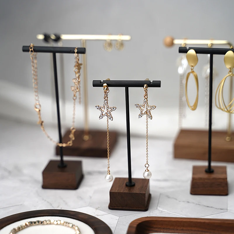 1PCS Jewelry Display Stand Necklace Earrings Jewelry Copper Wood Jewelry Display Props Shooting Jewelry Booth Display Pieces