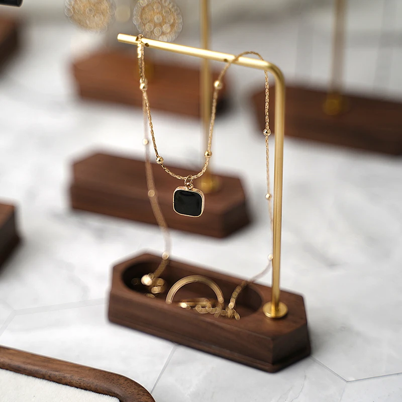 1PCS Jewelry Display Stand Necklace Earrings Jewelry Copper Wood Jewelry Display Props Shooting Jewelry Booth Display Pieces