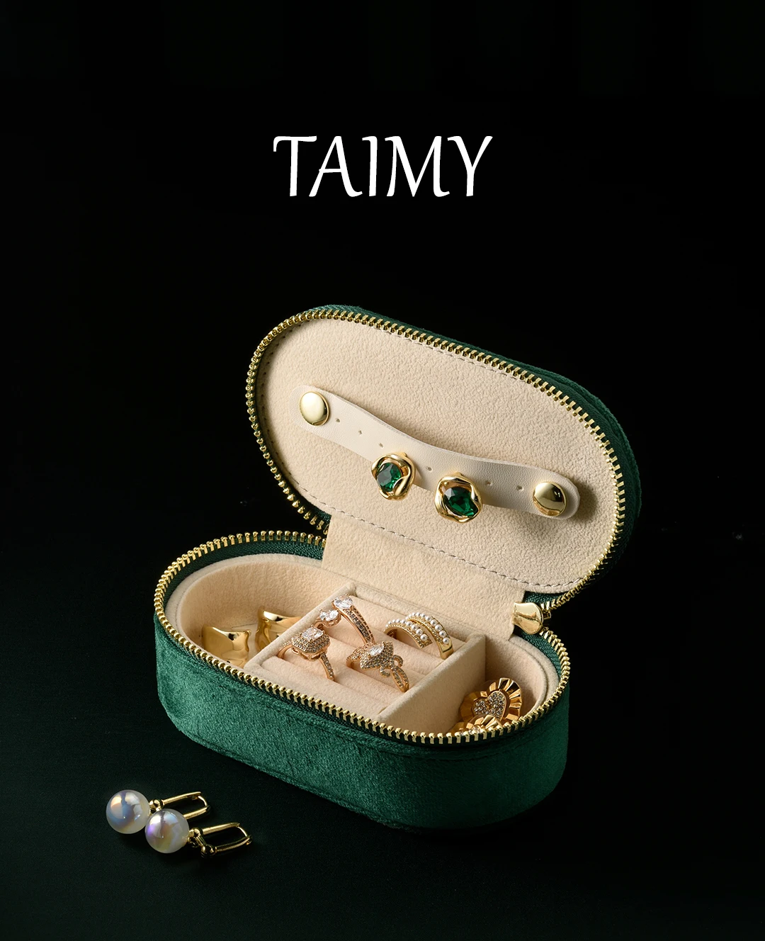 TAIMY Velvet Jewelry Box Jeweler Jewelry Gifts Custom Logo Packaging Portable Travel Ring Earrings Storage Box Jewellery Boxes