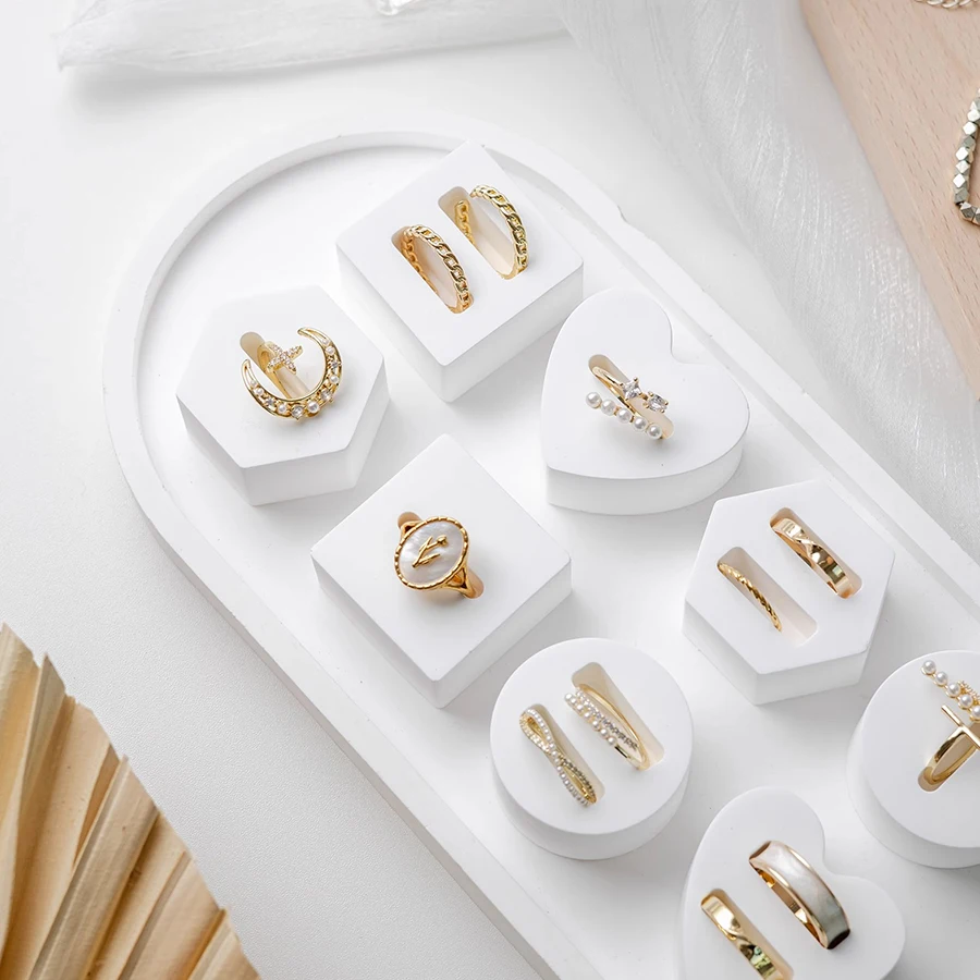 Gypsum white ring display stand, jewelry ring holder, earring storage organizer, creative jewellery,photography props