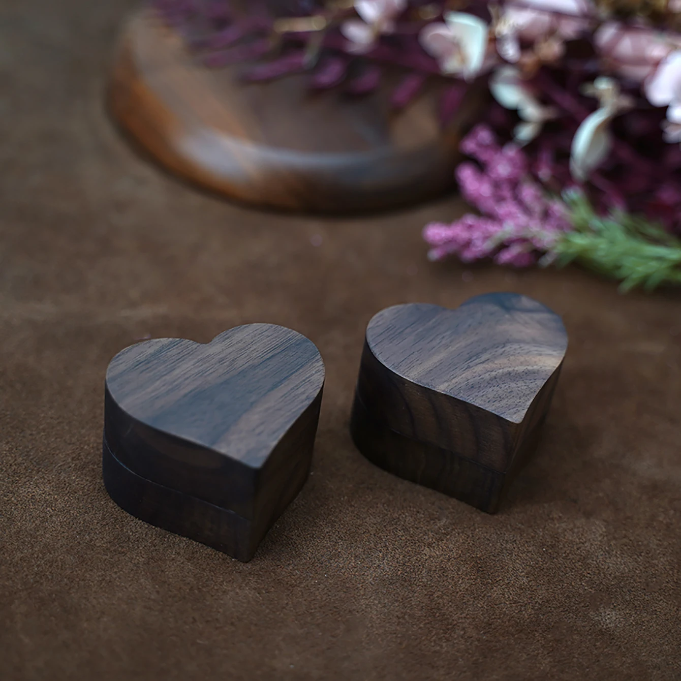 Vintage Wood Heart-Shaped Ring Jewelry Box, Magnetic Jewelry Organizer with Drawer, Wedding Engagement Gift, Ring Storage Case