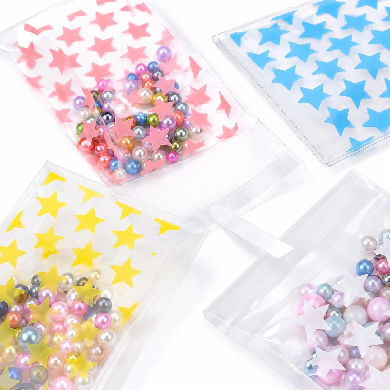50pcs OPP Star Printed Packaging Bags Self-Adhesive Bags Jewelry Crafts Packaging Bags Transparent Packaging Ziplock Bags