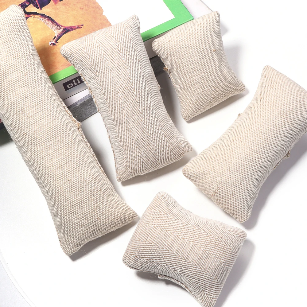 1Pc Beige Linen Fabric Jewelry Pillow For Watch Bangle Bracelet Display Holder Gift Jewelry Cushion DIY Accessories Wholesale