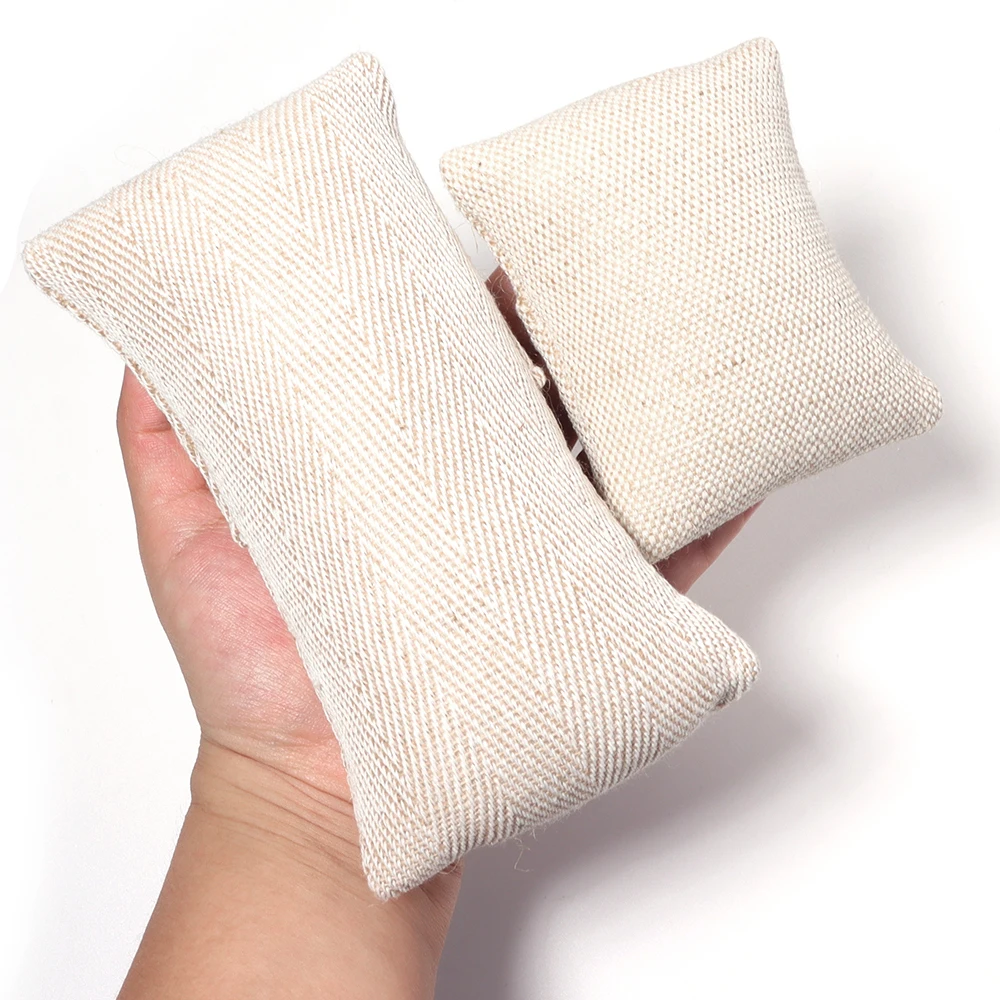 1Pc Beige Linen Fabric Jewelry Pillow For Watch Bangle Bracelet Display Holder Gift Jewelry Cushion DIY Accessories Wholesale