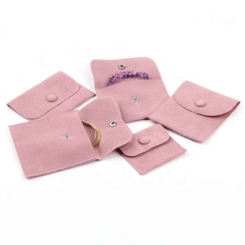 Eco-Friendly Thickened Soft Snap Velvet Jewelry Pouch Earring Ring Anti-Scratch Gift Bag for Jewelry Store Retail Packaging