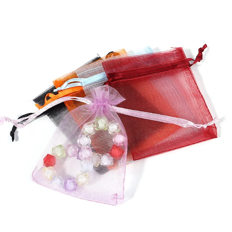 10pcs Adjustable Organza Bags 7x9cm 9x12cm Jewelry Packaging Bags Wedding Birthday Drawstring Pouches Christmas Gift Bags
