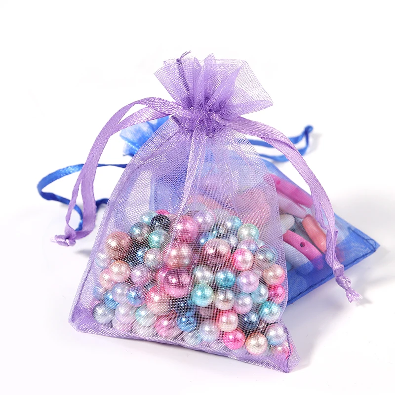10pcs Adjustable Organza Bags 7x9cm 9x12cm Jewelry Packaging Bags Wedding Birthday Drawstring Pouches Christmas Gift Bags