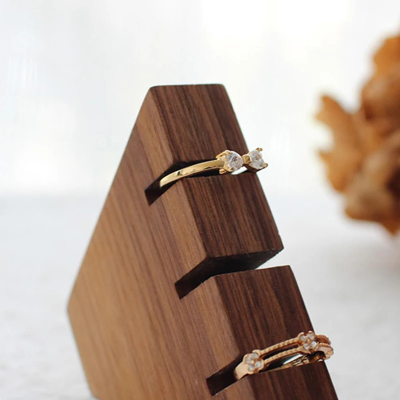 Wodden Ring Jewelry Display Tray Organizer Holder Wood Ring Display for Selling Modern Rings Stand Jewelry Storage Tray Case