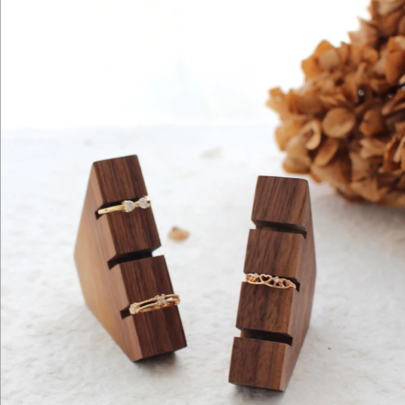 Wodden Ring Jewelry Display Tray Organizer Holder Wood Ring Display for Selling Modern Rings Stand Jewelry Storage Tray Case