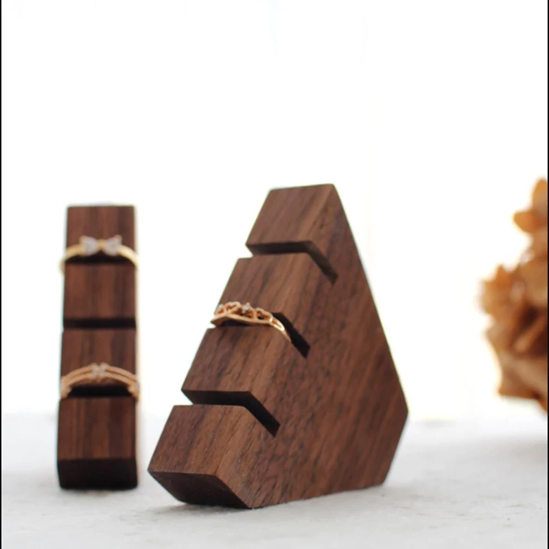 Wodden Ring Jewelry Display Tray Organizer Holder Wood Ring Display for Selling Modern Rings Stand Jewelry Storage Tray Case