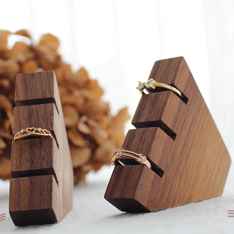 Wodden Ring Jewelry Display Tray Organizer Holder Wood Ring Display for Selling Modern Rings Stand Jewelry Storage Tray Case