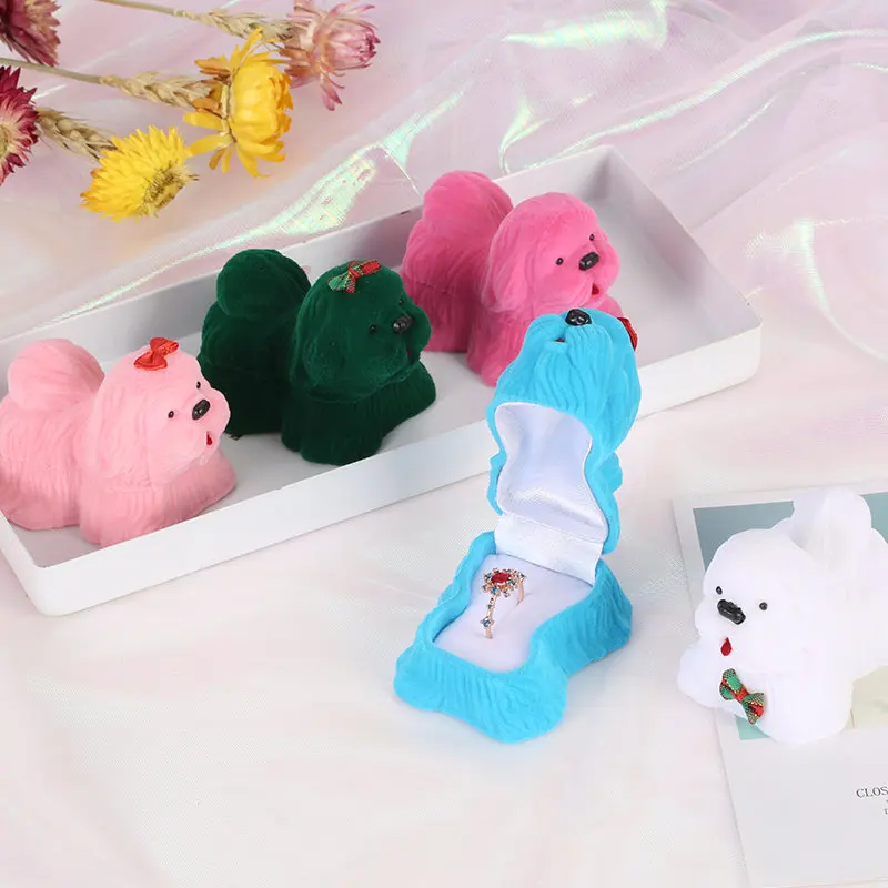 Velvet Jewelry Box Organizer Cute Animal Wedding Ring Box Fruit Storage Case Earring Necklace Display Packaging Gift Accessories