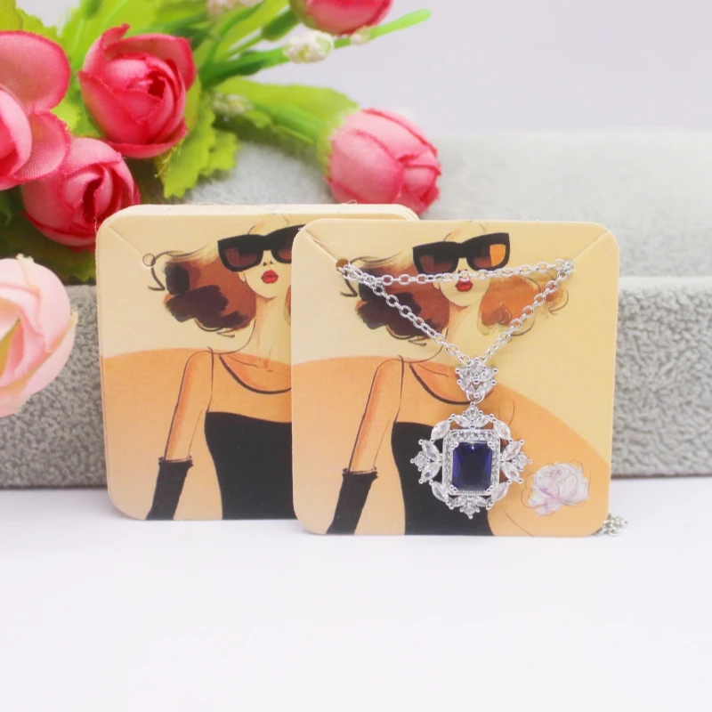 50 Pieces/Lot Necklace Card 5x7cm/5x5cm/Abstract Painting Paper Card Jewelry Packaging Card