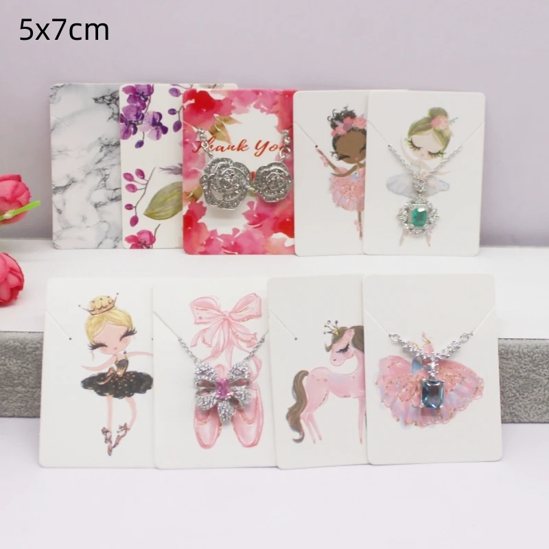 50 Pieces/Lot Necklace Card 5x7cm/5x5cm/Abstract Painting Paper Card Jewelry Packaging Card