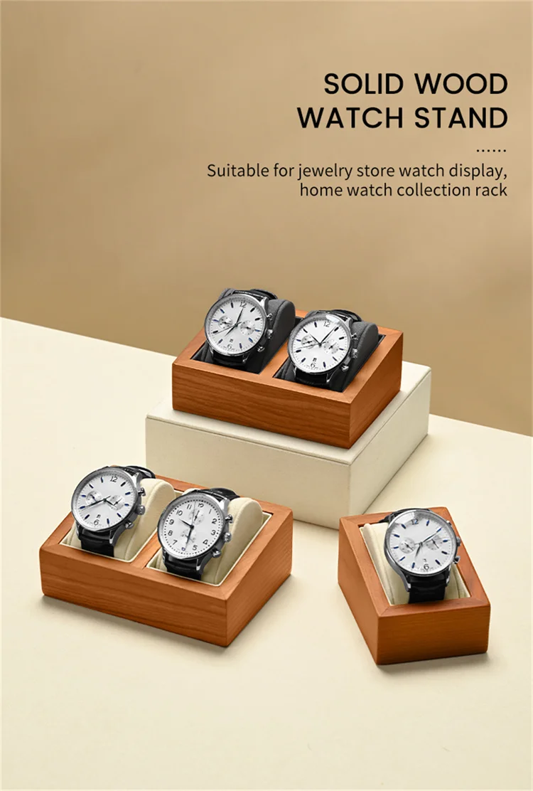 WoodTen Wooden Watch Box Storage 1/2-Slot Wrist Watch Organizer Box Display Organizer with Pillow Bag for Watch Display Stand