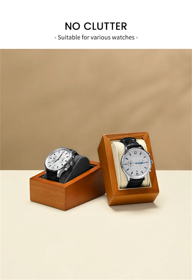 WoodTen Wooden Watch Box Storage 1/2-Slot Wrist Watch Organizer Box Display Organizer with Pillow Bag for Watch Display Stand