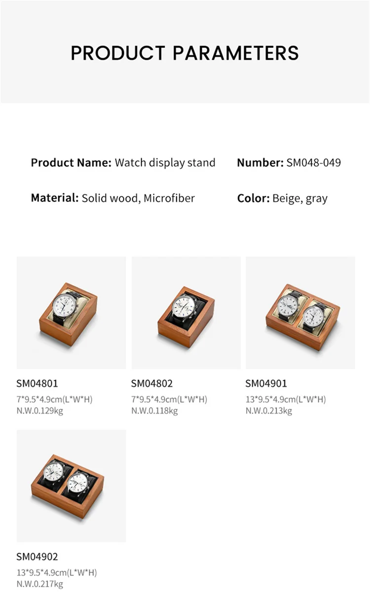 WoodTen Wooden Watch Box Storage 1/2-Slot Wrist Watch Organizer Box Display Organizer with Pillow Bag for Watch Display Stand