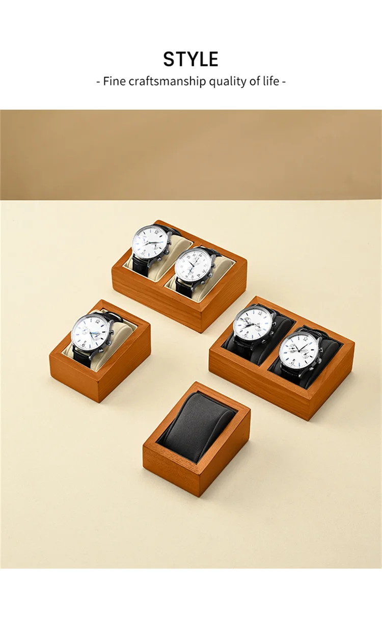 WoodTen Wooden Watch Box Storage 1/2-Slot Wrist Watch Organizer Box Display Organizer with Pillow Bag for Watch Display Stand