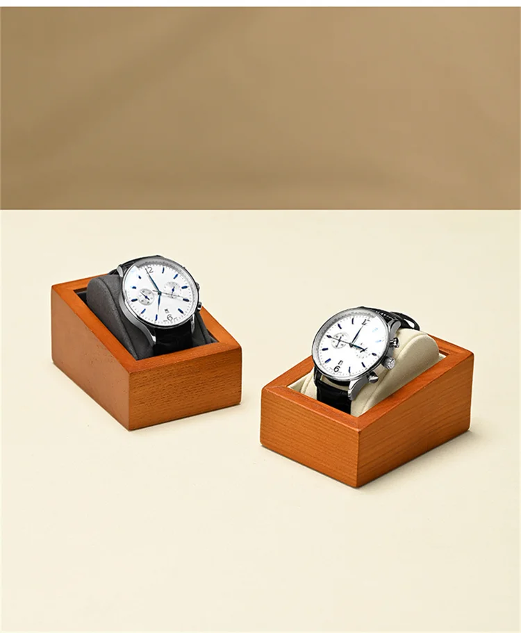 WoodTen Wooden Watch Box Storage 1/2-Slot Wrist Watch Organizer Box Display Organizer with Pillow Bag for Watch Display Stand