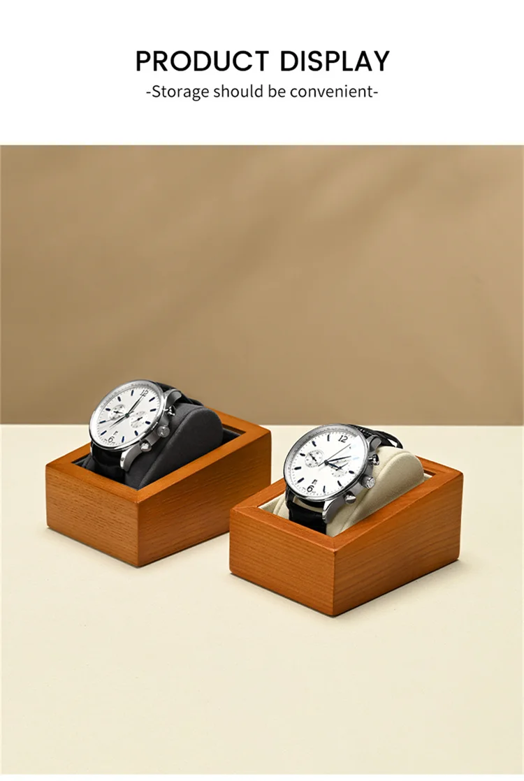 WoodTen Wooden Watch Box Storage 1/2-Slot Wrist Watch Organizer Box Display Organizer with Pillow Bag for Watch Display Stand