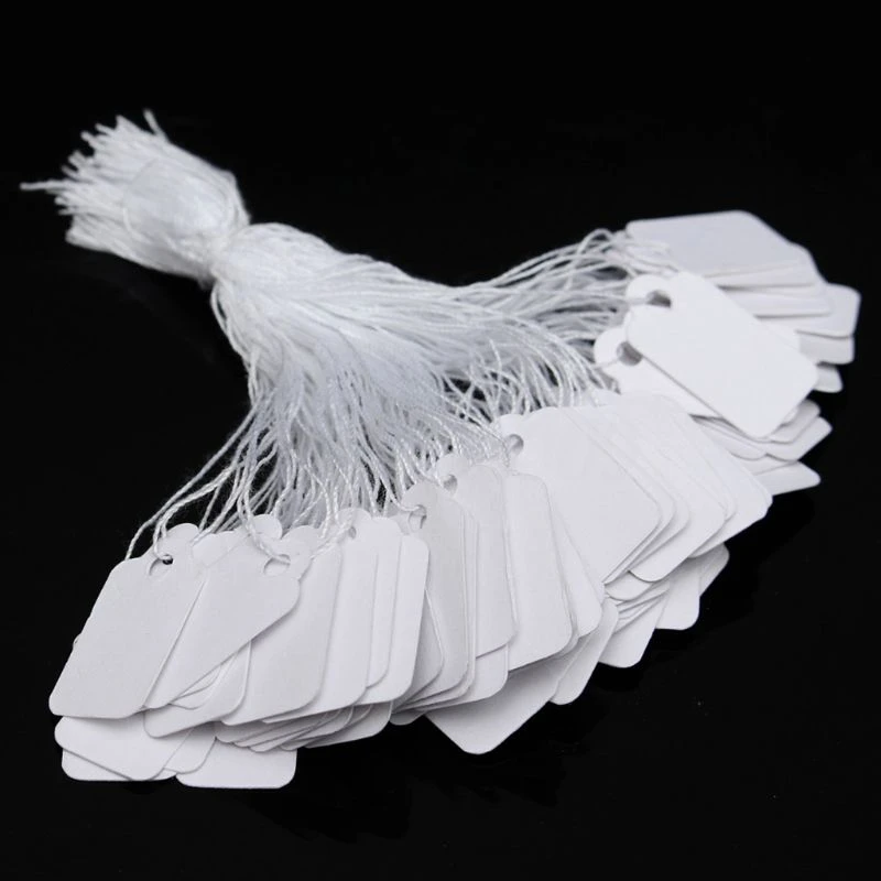 Jewelry Labels Business Cards 100Pcs/lot Price Tags Diy Tie String Jewelry Display Label Gold and Silver Small Tag