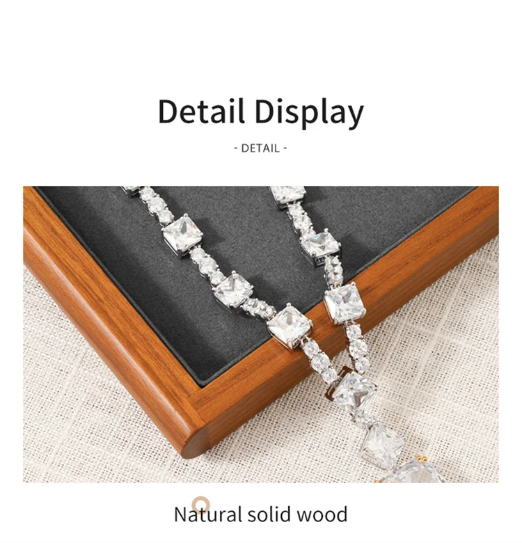 Oirlv Gray Wooden Jewelry Tray Jewelry Display Viewing Plate Ring Pendant Bracelet Storage Plate Display Tray Jewelry Organizer