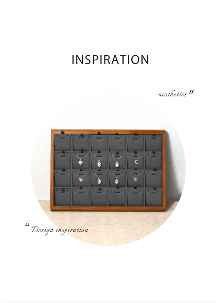 Oirlv Gray Wooden Jewelry Tray Jewelry Display Viewing Plate Ring Pendant Bracelet Storage Plate Display Tray Jewelry Organizer