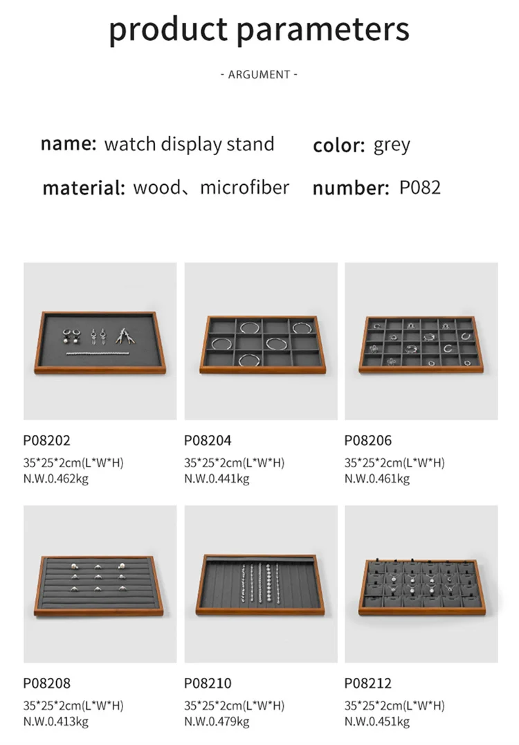 Oirlv Gray Wooden Jewelry Tray Jewelry Display Viewing Plate Ring Pendant Bracelet Storage Plate Display Tray Jewelry Organizer