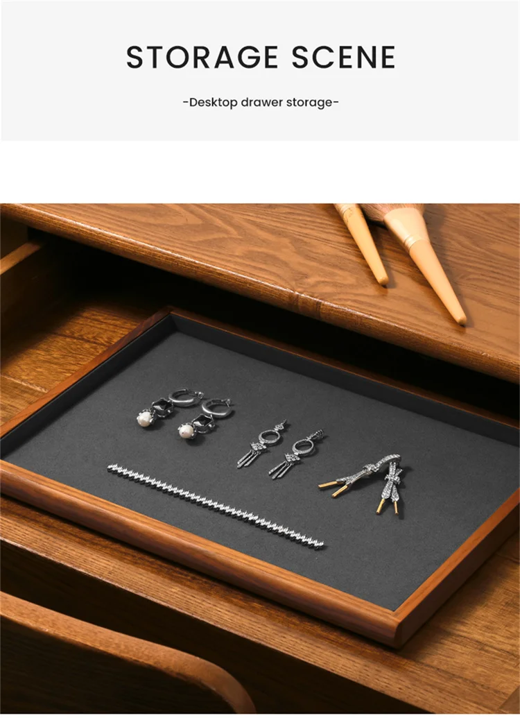 Oirlv Gray Wooden Jewelry Tray Jewelry Display Viewing Plate Ring Pendant Bracelet Storage Plate Display Tray Jewelry Organizer