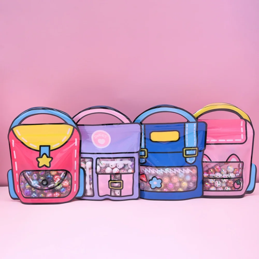 iYOE 10pcs 18*21cm Plastic Dopamine Handheld Self-Sealing Bags Hand-Painted Gift Packaging for Holidays Birthdays Playful Design