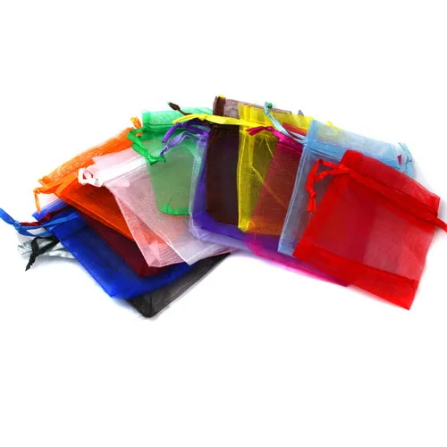 10pcs 10x15/13x18/15x20/17x23cm Drawable Organza Jewelry Packaging Display Pouches Bags For DIY Gift Wedding Party Decoration