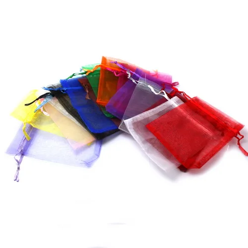 10pcs 10x15/13x18/15x20/17x23cm Drawable Organza Jewelry Packaging Display Pouches Bags For DIY Gift Wedding Party Decoration