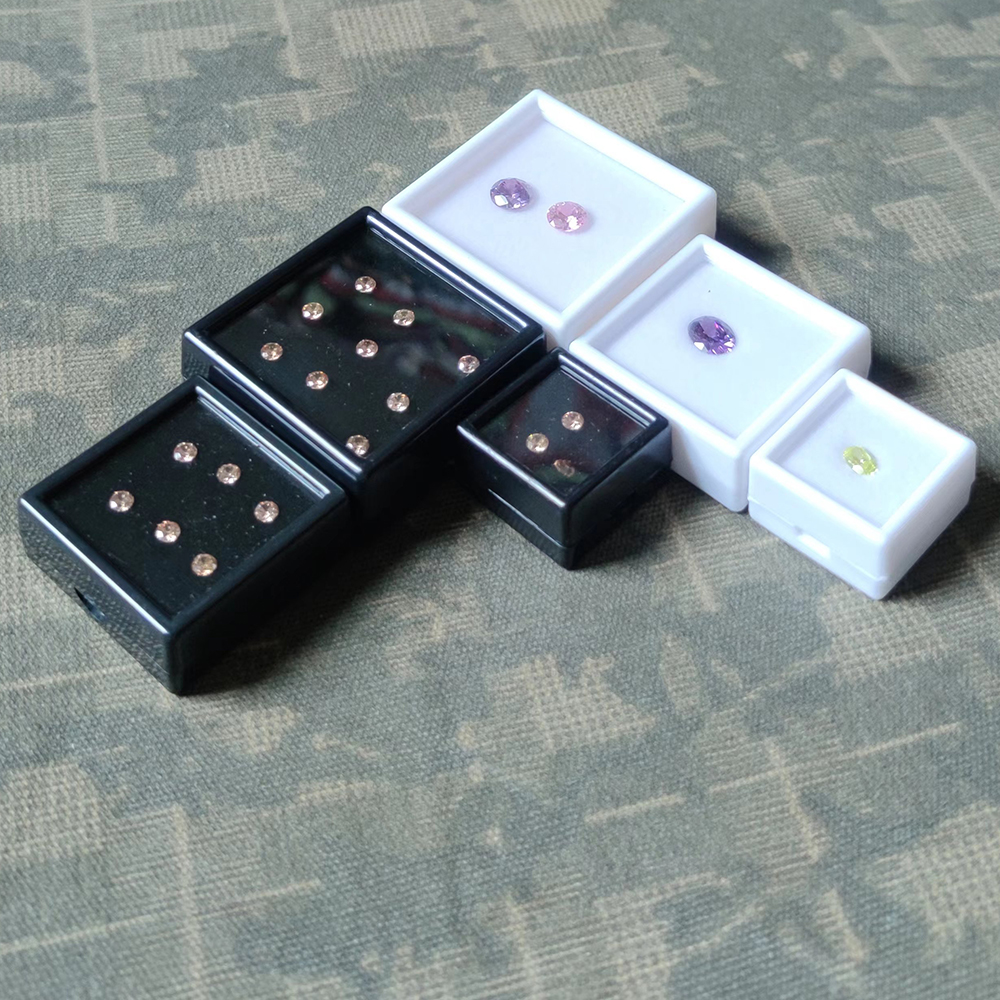 15Pcs Jewelry Storage Box Diamond Gemstone Organizers Glass Cover Ring Pendant Coin Case 3cm/4cm/5cm Sizes Box for Organization