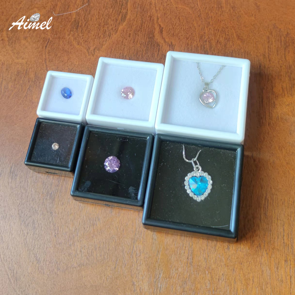 15Pcs Jewelry Storage Box Diamond Gemstone Organizers Glass Cover Ring Pendant Coin Case 3cm/4cm/5cm Sizes Box for Organization