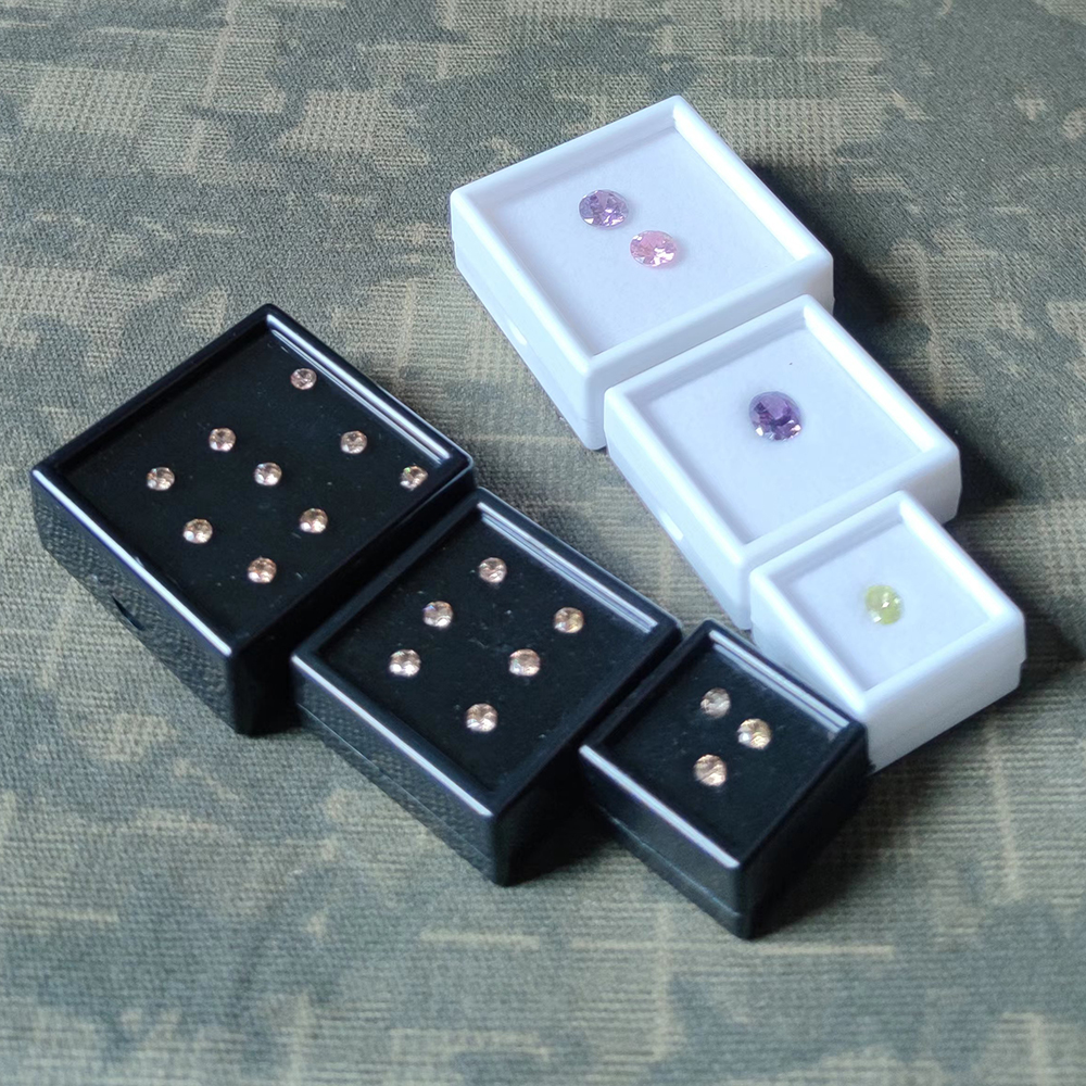 15Pcs Jewelry Storage Box Diamond Gemstone Organizers Glass Cover Ring Pendant Coin Case 3cm/4cm/5cm Sizes Box for Organization