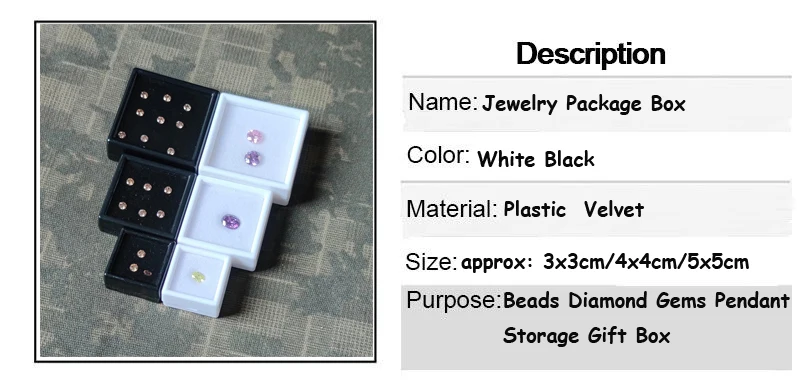 15Pcs Jewelry Storage Box Diamond Gemstone Organizers Glass Cover Ring Pendant Coin Case 3cm/4cm/5cm Sizes Box for Organization