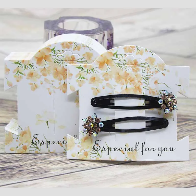 50Pcs Kraft Paper For YOU Hairpin Card 9*10cm Flower Design Jewelry Display Cards DIY THANK YOU Hairclip Ornaments Package