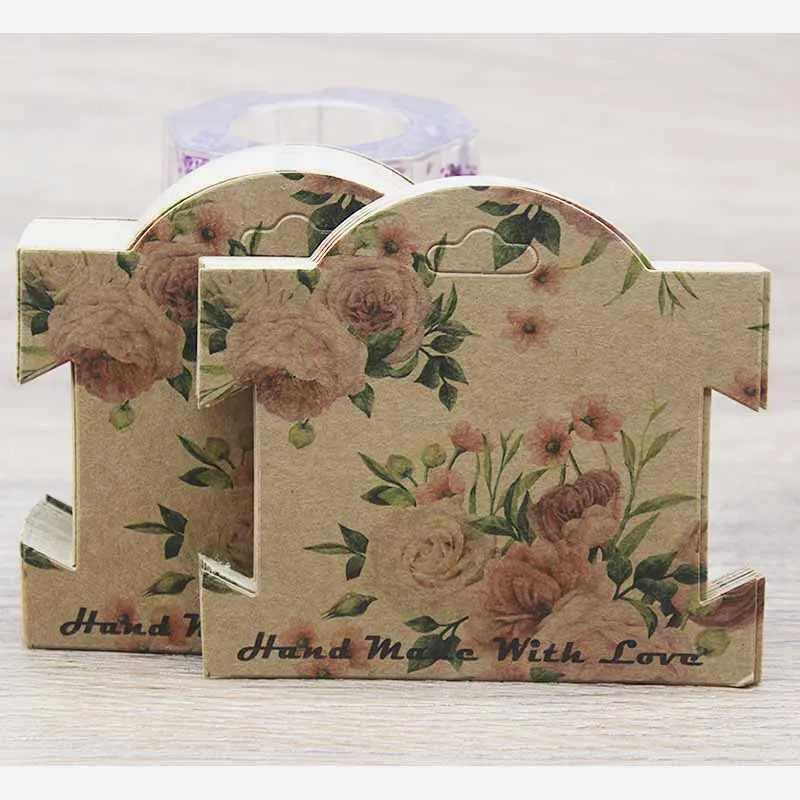 50Pcs Kraft Paper For YOU Hairpin Card 9*10cm Flower Design Jewelry Display Cards DIY THANK YOU Hairclip Ornaments Package