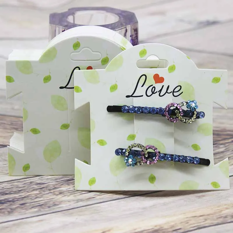 50Pcs Kraft Paper For YOU Hairpin Card 9*10cm Flower Design Jewelry Display Cards DIY THANK YOU Hairclip Ornaments Package