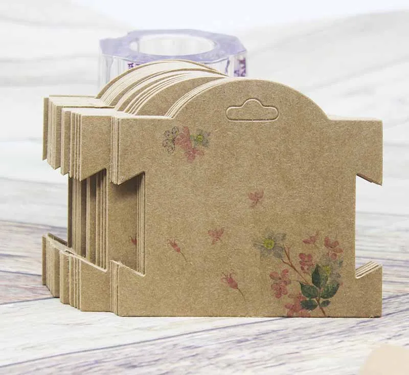 50Pcs Kraft Paper For YOU Hairpin Card 9*10cm Flower Design Jewelry Display Cards DIY THANK YOU Hairclip Ornaments Package