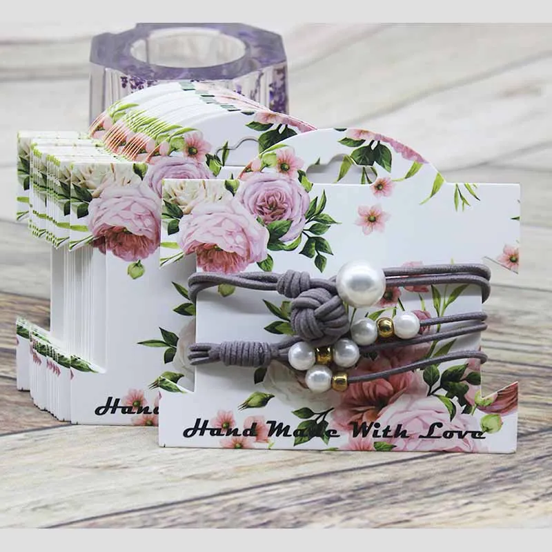 50Pcs Kraft Paper For YOU Hairpin Card 9*10cm Flower Design Jewelry Display Cards DIY THANK YOU Hairclip Ornaments Package