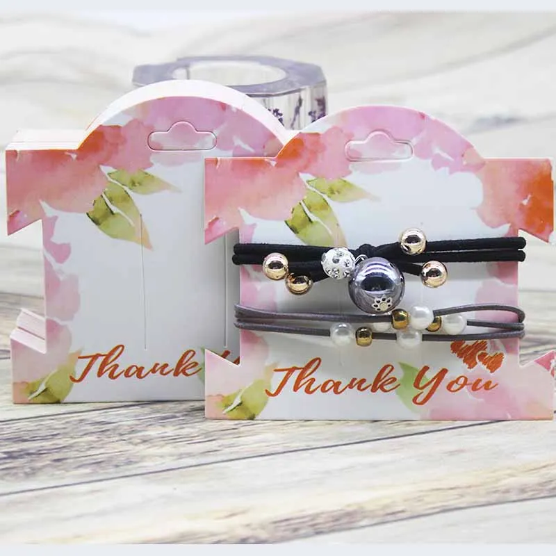 50Pcs Kraft Paper For YOU Hairpin Card 9*10cm Flower Design Jewelry Display Cards DIY THANK YOU Hairclip Ornaments Package