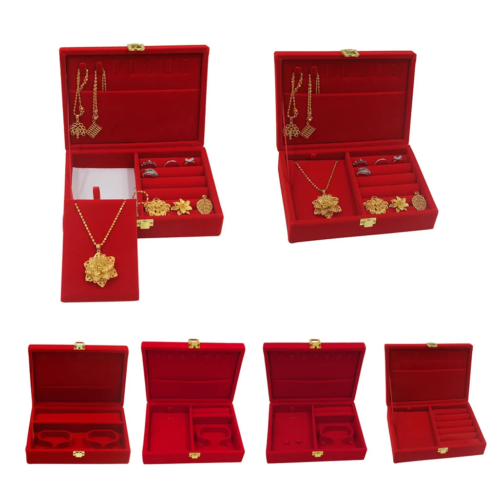 Velvet Box Pearl Necklace Box Jewelry Packaging Storage Case Boxes Holder Earrings Display 7.5x7.5x1.6 Inches Wedding Premium
